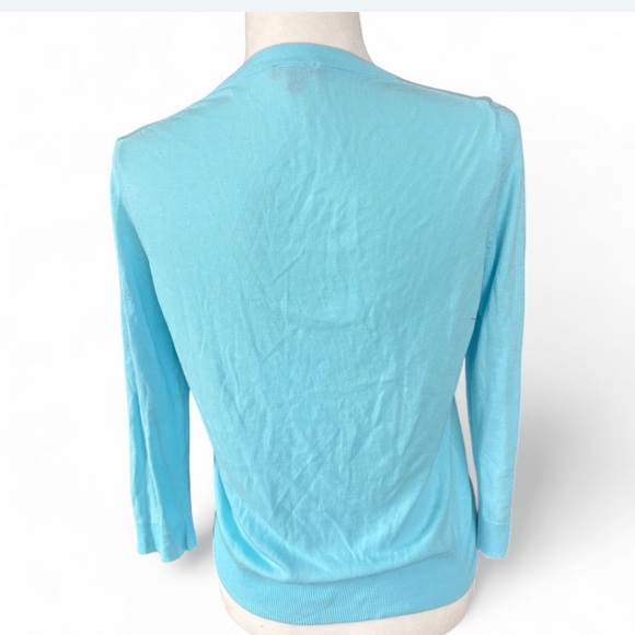 Talbots Aqua Blue Ruffle Button-Up Women's Sweater - Picture 5 of 6